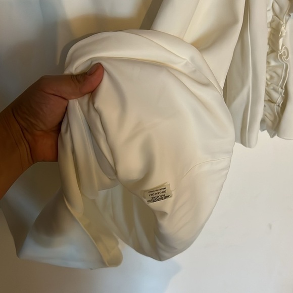 White Long Ruffle Sleeve Mini Size Casual Maxi Dress small lace bridal baptism - Picture 11 of 12